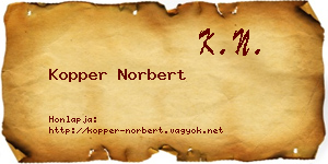 Kopper Norbert névjegykártya
